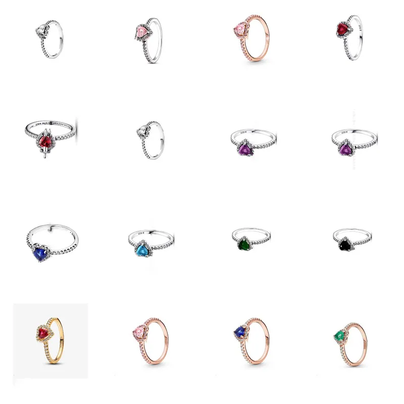 

Cross-border S925 Red stone love ring Fashion temperament pink heart diamond couple ring