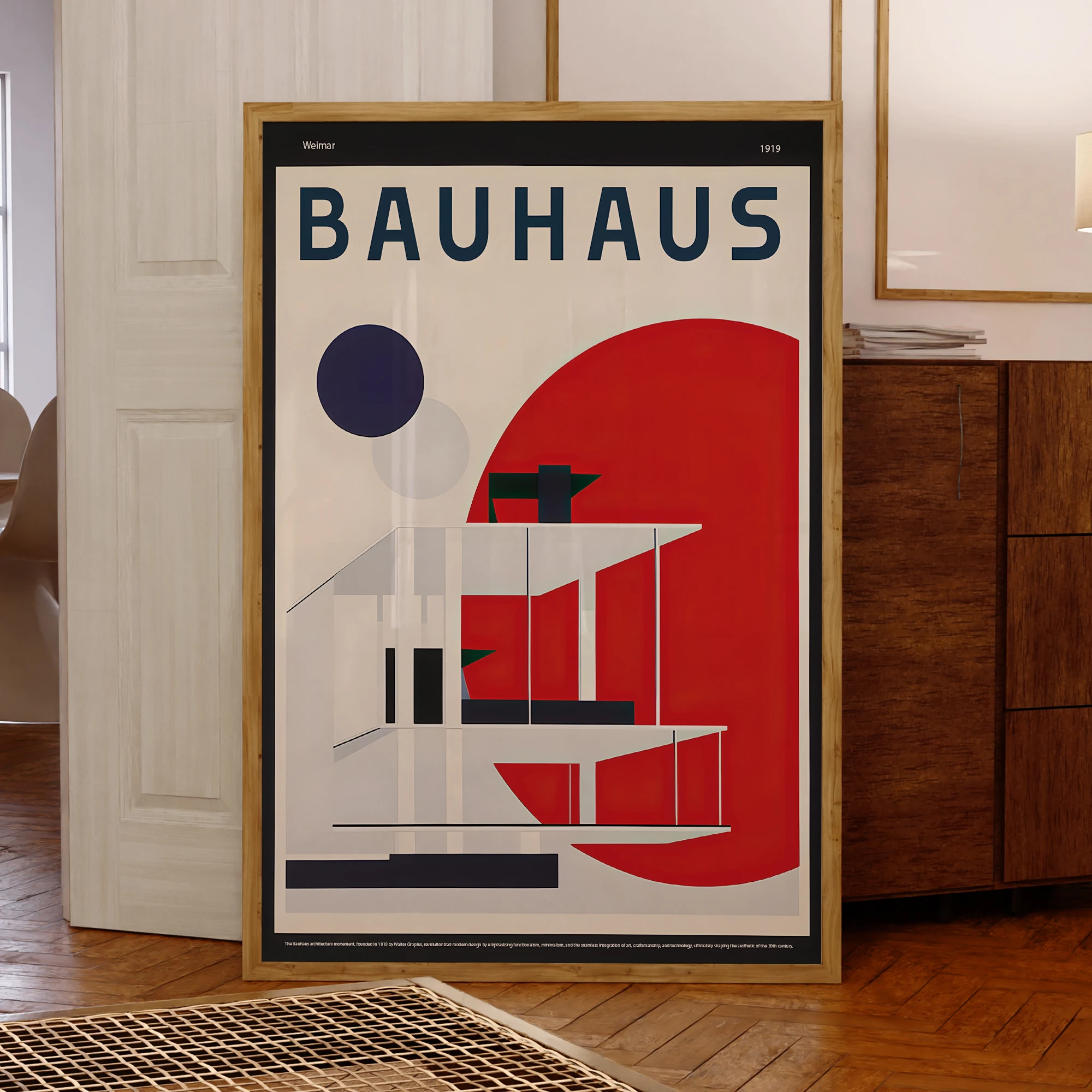 Moderne Bauhaus-Architektur 1965, Wandkunst, Aluminiumrahmen, Drucke, Leinwandgemälde, Poster, Bild für Wohnzimmer, Heimdekoration