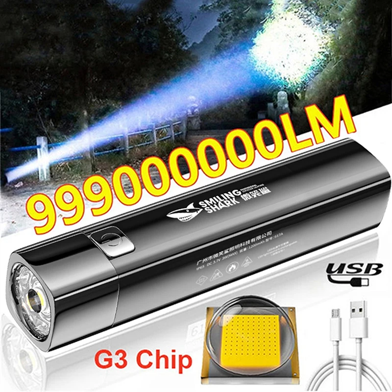 2 IN 1 990000LM Ultra Bright G3 Tactical LED Flashlight Torch Light Outdoor