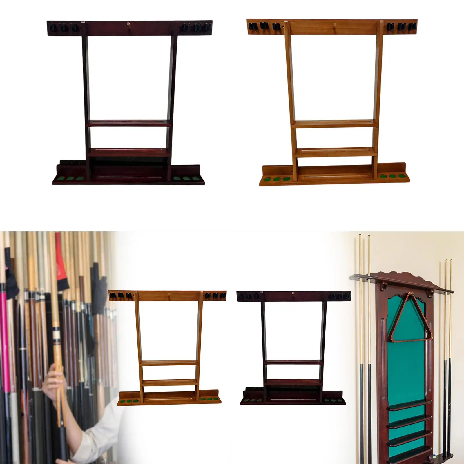 

Pool Stick Holder Billiards Accessories Wood Wall Mounted Billiard Cue Rack