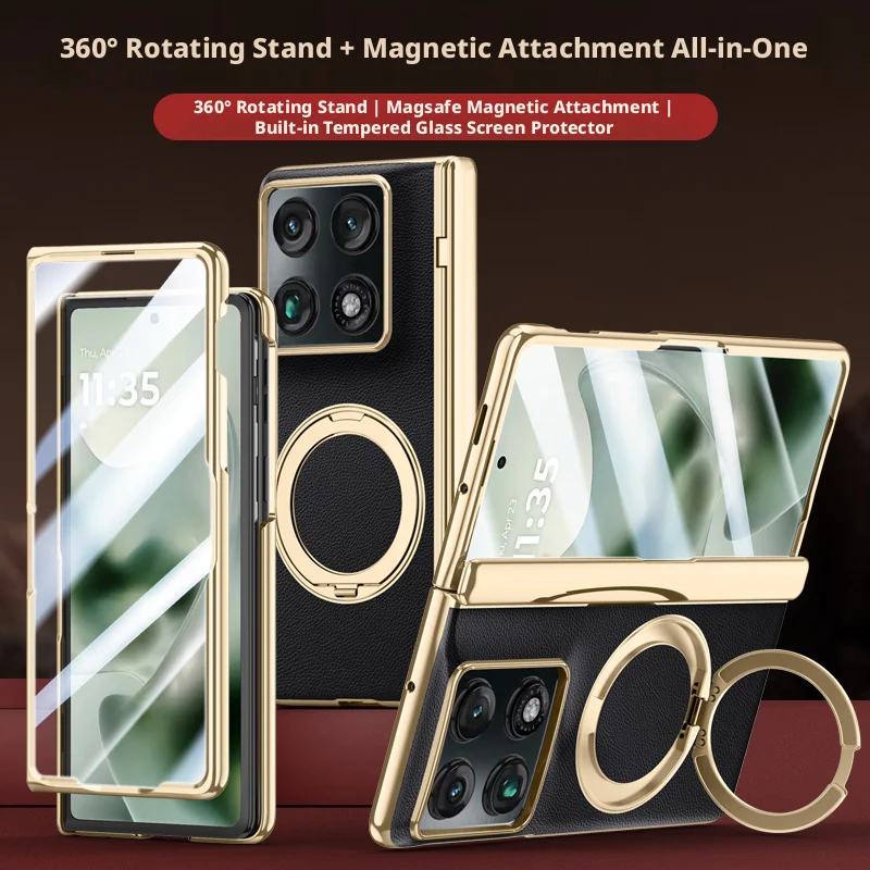 

360° Rotating For Magnetic Holder Phone Case with HD/Anti-peep Screen Protector Case For Motorola Moto Razr Fold Hinge Cover