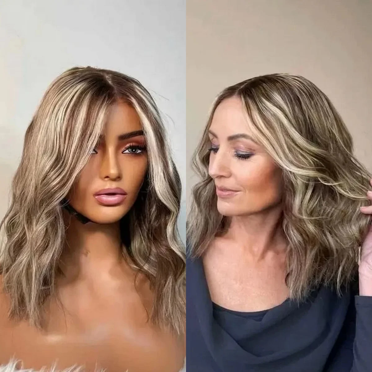 

Свободная часть Ombre Каштановый Коричневый Бесклеевые Парики 13x4 HD Кружевной Фронтальный Парик Плечо Красивые Волнистые Синтетические Парики Фронта Шнурка