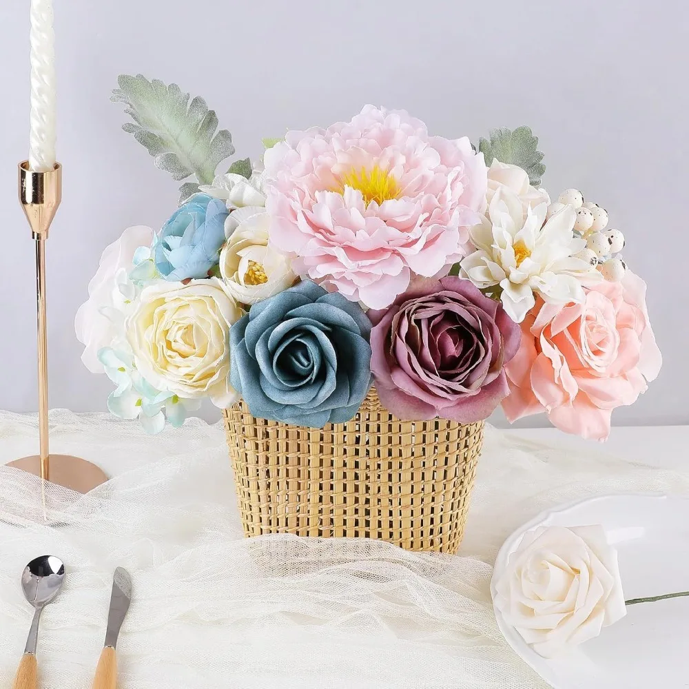 Artificial Flowers Decoration with Flower Stems for Bouquet Wedding Decorations Room Decor Home Decoration Flower Gift Boxes DIY - view 5