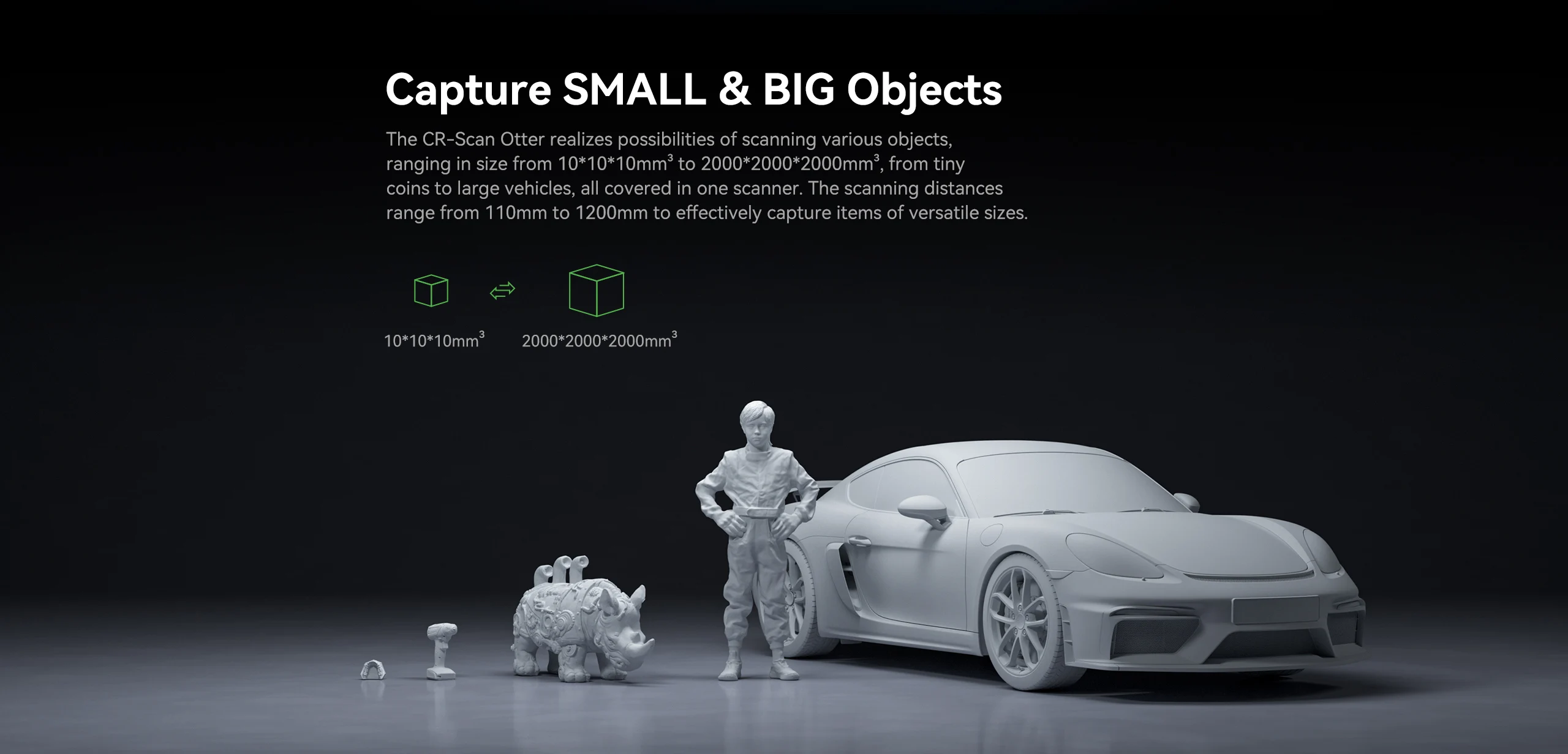 Creality CR Scan Otter 3D Handheld Scanner 0.02mm Accuracy Large Small 3D Scans Four-lens Stereo Vision 20fps Scanning 10-2000mm