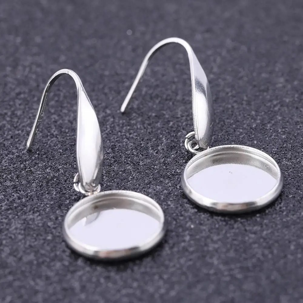 

10pcs Stainless Steel 10mm 12mm Cabochon Earring Base Dangle Ear Wire Hooks Findings Diy Bezel Setting Blanks For Earrings