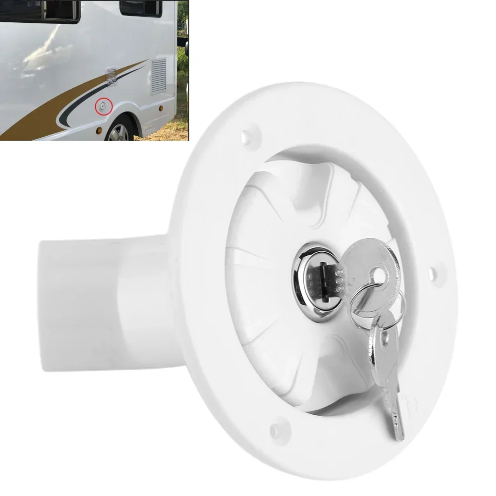 Lockable ABS Water Inlet, Gravity Fill Filler Leakproof Bayonet-Style For Caravan Boat Trailer With 2 Keys