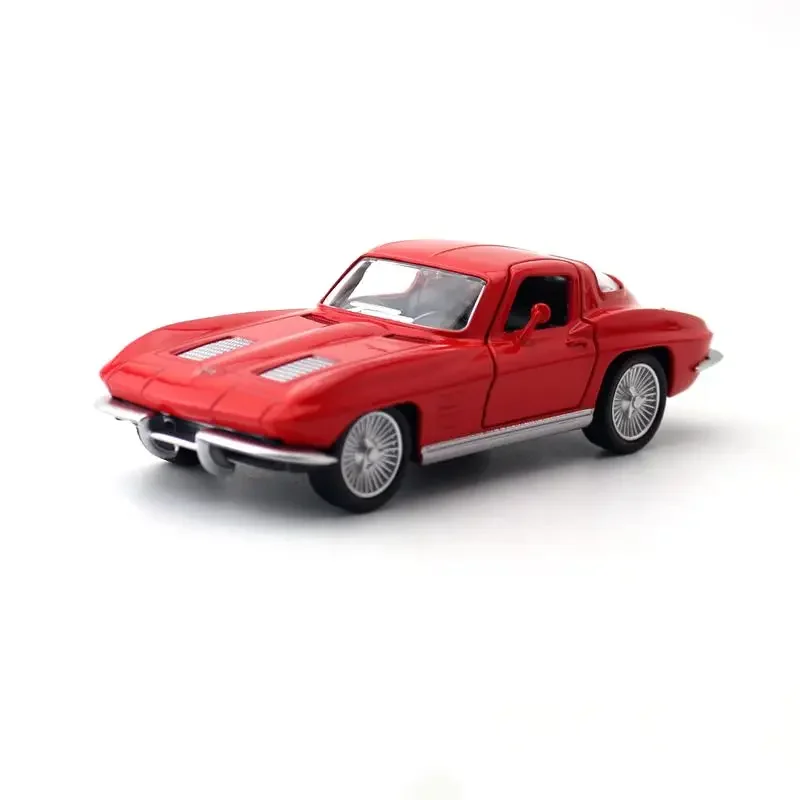1:36 1963 Corvette juguete Diecast modelo Sting Ray Cassical Pull Back coche colección educativa puertas que se pueden abrir regalo chico
