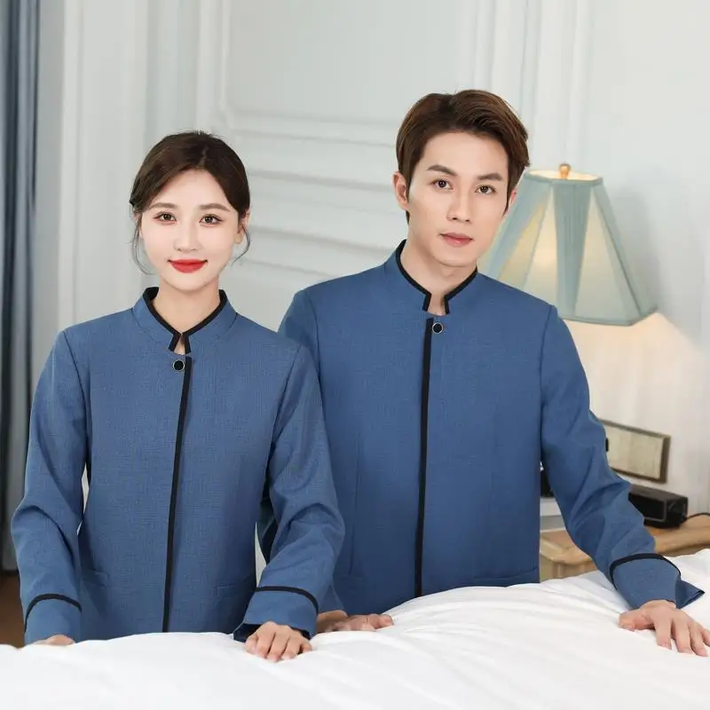 

Cleaning Aunt Work Long Sleeve Autumn and Winter Clothes Female Hotel Property Tea House Resort Cleaner Male