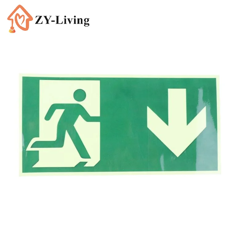 1PCS Luminous Exit Sign - Emergency Evacuation Safety Wall Decal, Photoluminescent Fire Evacuation Indicator With Green Border