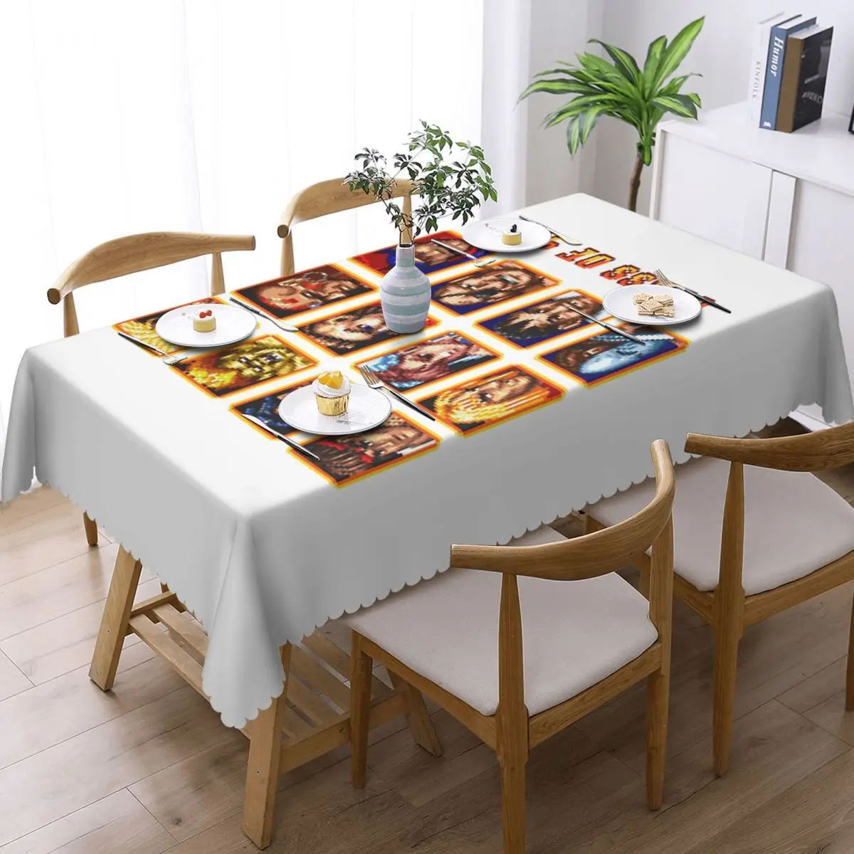 Defeated Portraits Super Street Fighter Customized Rectangular Tablecloth Waterproof Table Cover for Dining Events Table Cloth