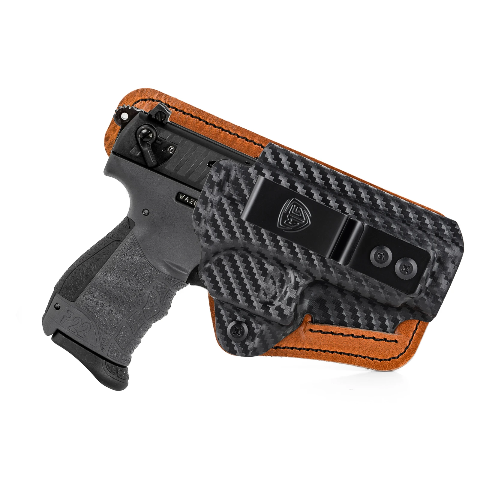 

Кобура Walther P22 с удобной подушечкой IWB Kydex Кожаная гибридная кобура для Walther P22 P22Q .22LR Приложение внутри скрытого ношения