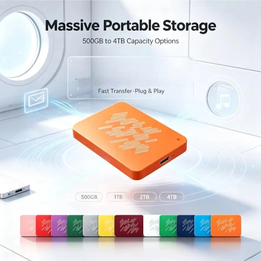 [Brand+] A3-2 Portable External Hard Drive Yellow Pink Orange High Speed Storage Disk Compatible with Windows Laptop Desktop PC