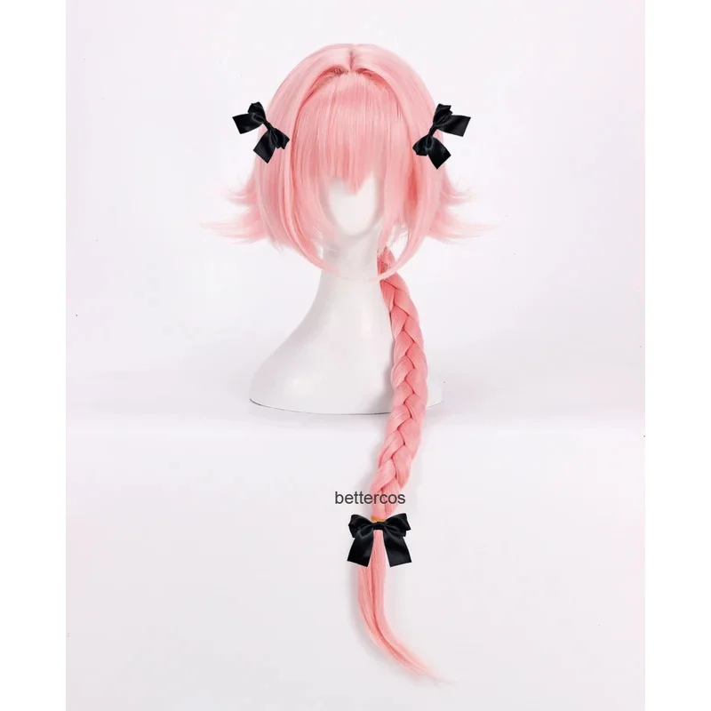 

Game Fate Apocryph Astolfo Cosplay Wig 75cm Pink Heat Resistant Synthetic Wig + Wig Cap + 3 Black Bowknots