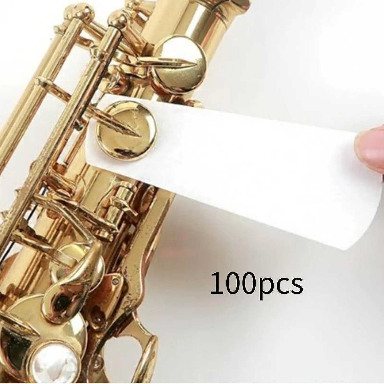 100 peças de papel de limpeza de saxofone almofada de sopro almofadas de bocal de sopro