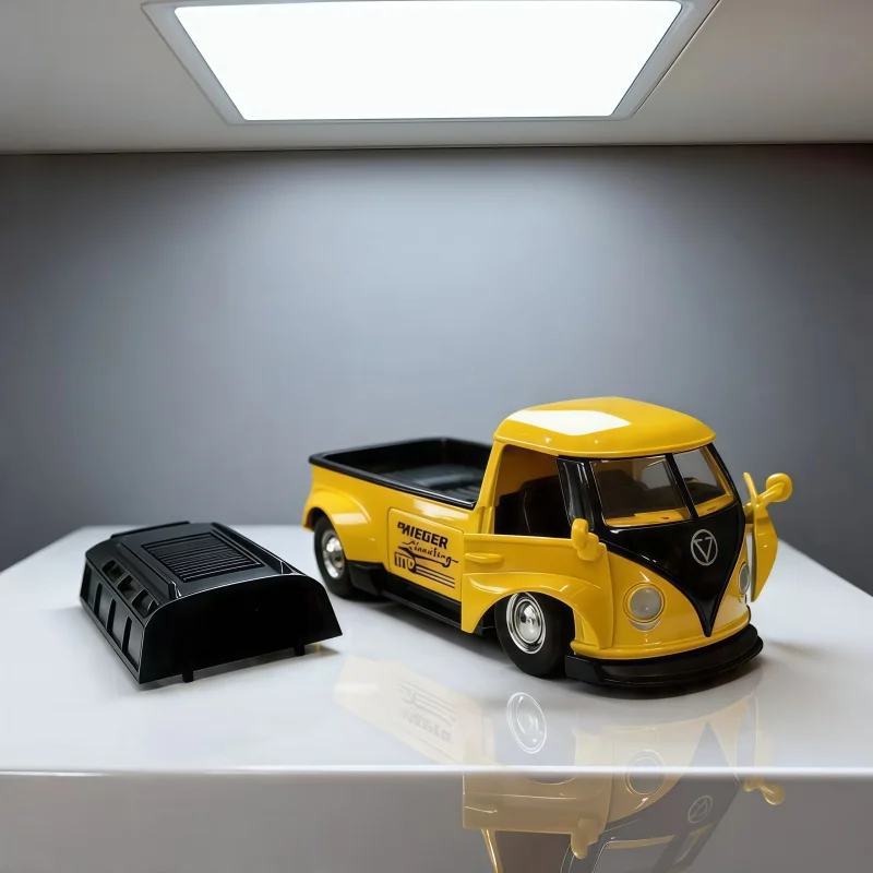 1:36 Vintage-Stil Legierungsbusmodell, modifizierter Simulations-Van, öffnende Türen, statisches Ausstellungsstück, Sammlerstück, Dekoration – Detail 4