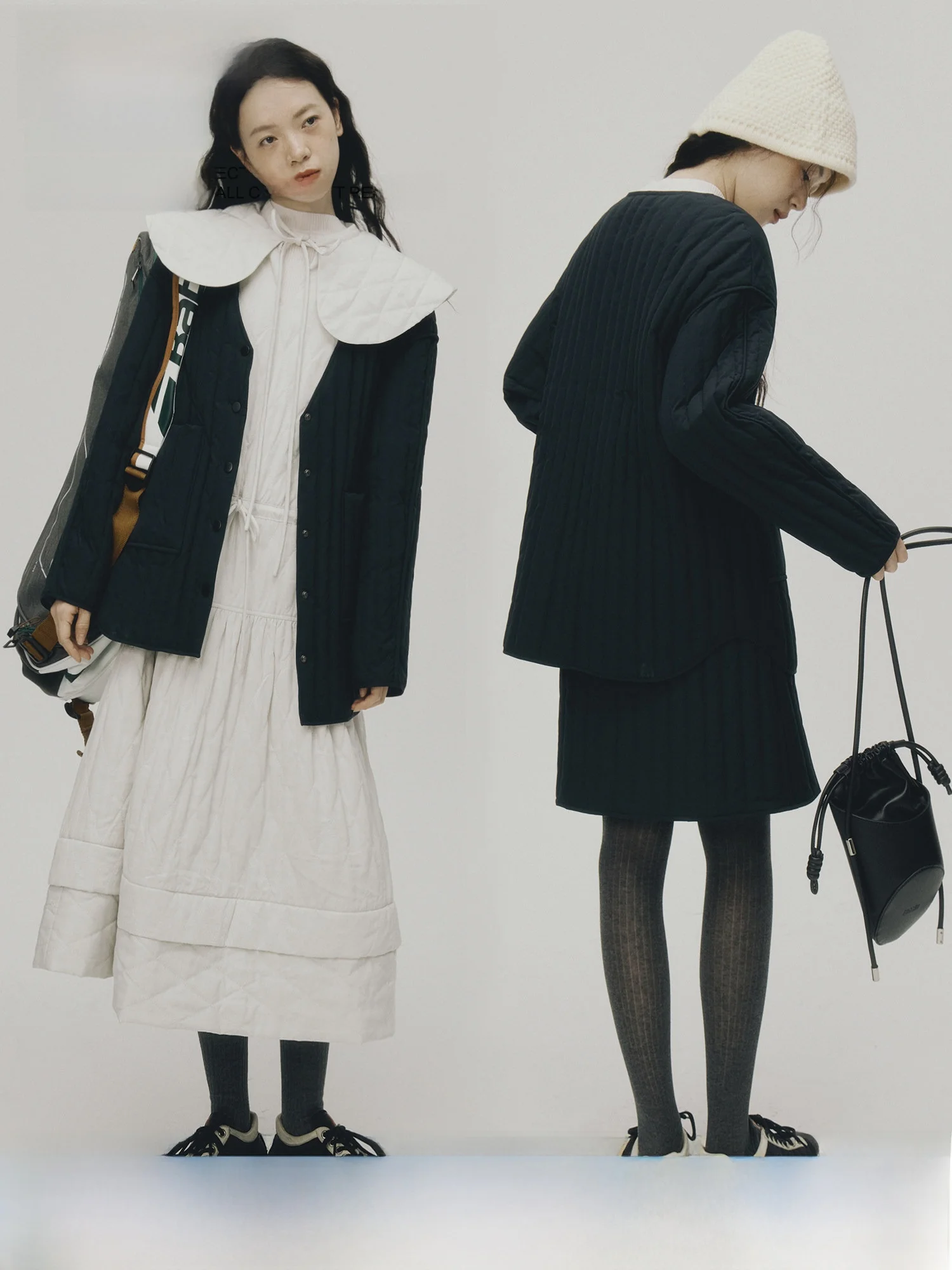 

FUSSED Cleanfit Bar Hitting 90% New National Stand White Du down Jaet Women's Commute Sle Thiened Long Sve Coat