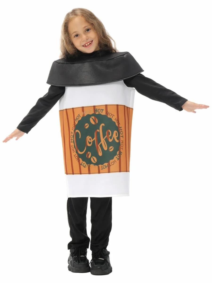새로운 로우인 스타 라떼 어린이 공연 의상 커피 코스프레 학교 재미있는 공연 의상 폴리에스터 소재