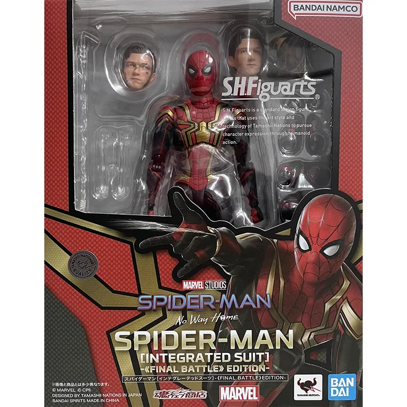 Bandai Spider-Man 3 Movie Anime SHF SPIDER-MAN(INTEGRATED SUIT)FINALBATTLE EDITION Holland Action Figure Toys for Kids Gift