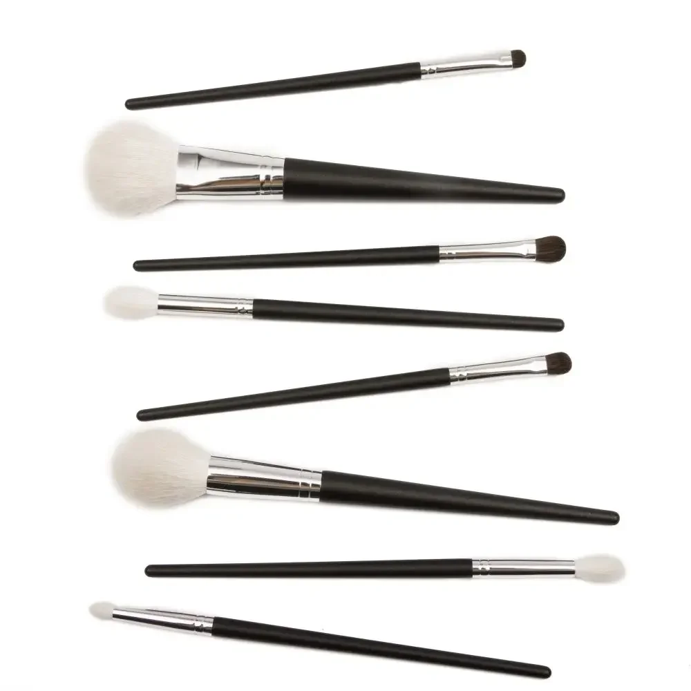 ONE ORCHID Pro 8 Pcs Goat Hair Powder Highlighting Makeup Brushes Pencil Tapered Crease Blending Shader Eyeshadow Cosmetic Kit