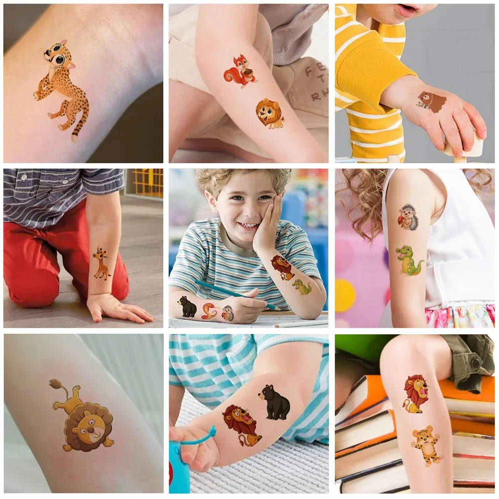 20pcs/set Fake Temporary Tattoos for Kids Butterfly fairy Elf Animal Fox Crocodile Bear Squirrel Tattoos Stickers Hand Wrist Leg