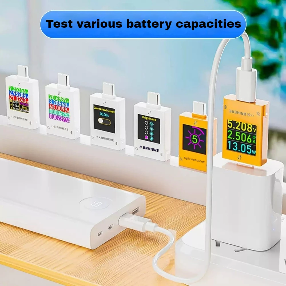 

Multifunctional USB Charging Tester Brightness Adjust DC4.5-50V 0-6A Voltage Current Power Capacity Meter 360° Rotatable Screen