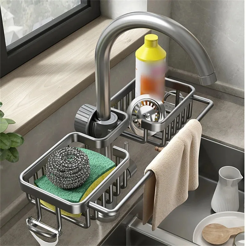 Küche Waschbecken Abfluss Rack Schwamm Lagerung Flexible Wasserhahn Halter Seife Abtropffläche Handtuch Rack Regal Organizer Küche Zubehör