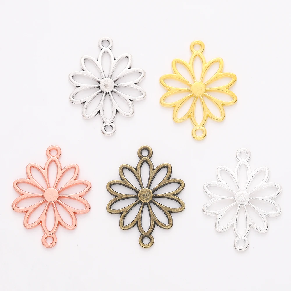 Fashion style 30 pcs/lot Double hanging hole flower connector charms Jewelry Making DIY Earrings necklace bracelet Crafts