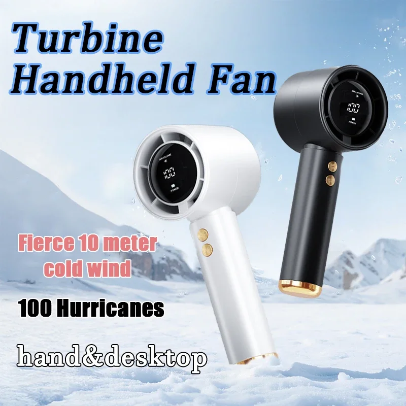 

2PCS Portable USB Rechargeable Handheld Fan - 100-Speed Turbo Cooling with LED Power Display, Mini Desk Fan for Indoor & Outdoor