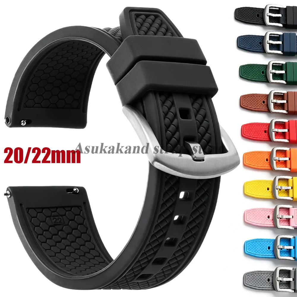 Diving Rubber WatchStrap 20mm 22mm for Seiko for Omega Watchband Waterproof Sports for Men Women Silicone Quick Release Bracelet