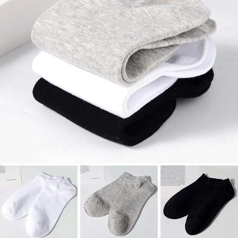 

5/10/20Pairs/Lot Low Cut Men Socks Solid Color Black White Gray Breathable Cotton Sports Socks Male Short Socks Women Men