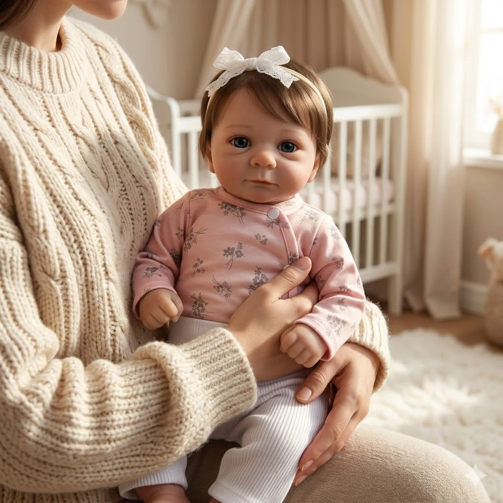 

20inch lifelike Reborn Doll With Full Soft Body , 3D Skin With visible veins , Hand Rooted Brown hair ,Perfect Birthday Gift