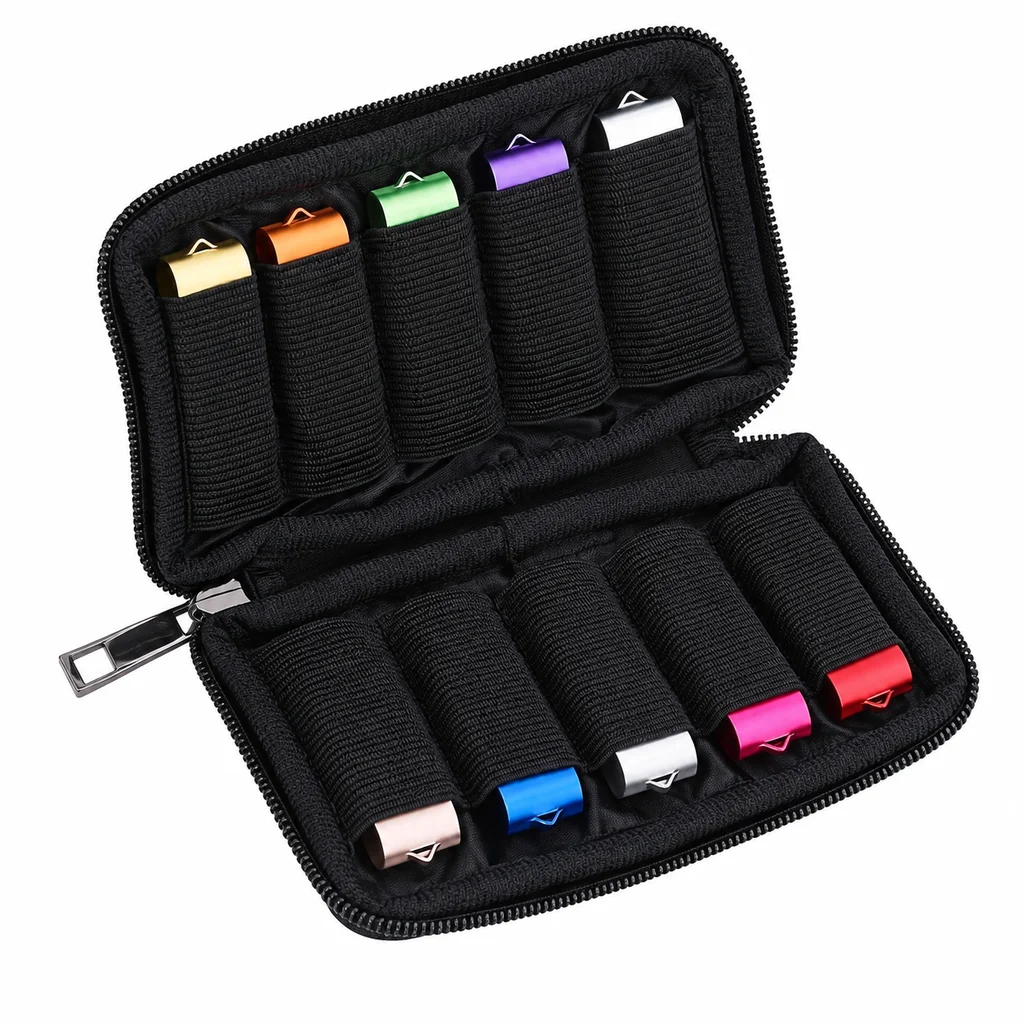 10 Slots USB Flash Drive Storage Case Neoprene Portable U Disk Holder Bag with Elastic Straps for Small Digital Accessories