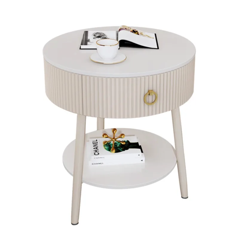 Round White Bedside Tables Modern Unique Aesthetic Chest Of Drawers Bed Side Table Nordic Mesa De Noche Home Furniture MQ50CT