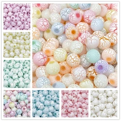 50pcs/lot 8mm Color Cracked Acrylic Perforated Spacer Beads for Necklace Bracelet Earring Pendant Jewelry Making Handmade DIY