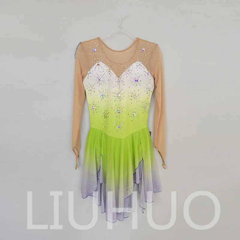 LIUHUO Ice Figure Skating Dress Girls Women Teens Stretchy Spandex Competition Wholesale