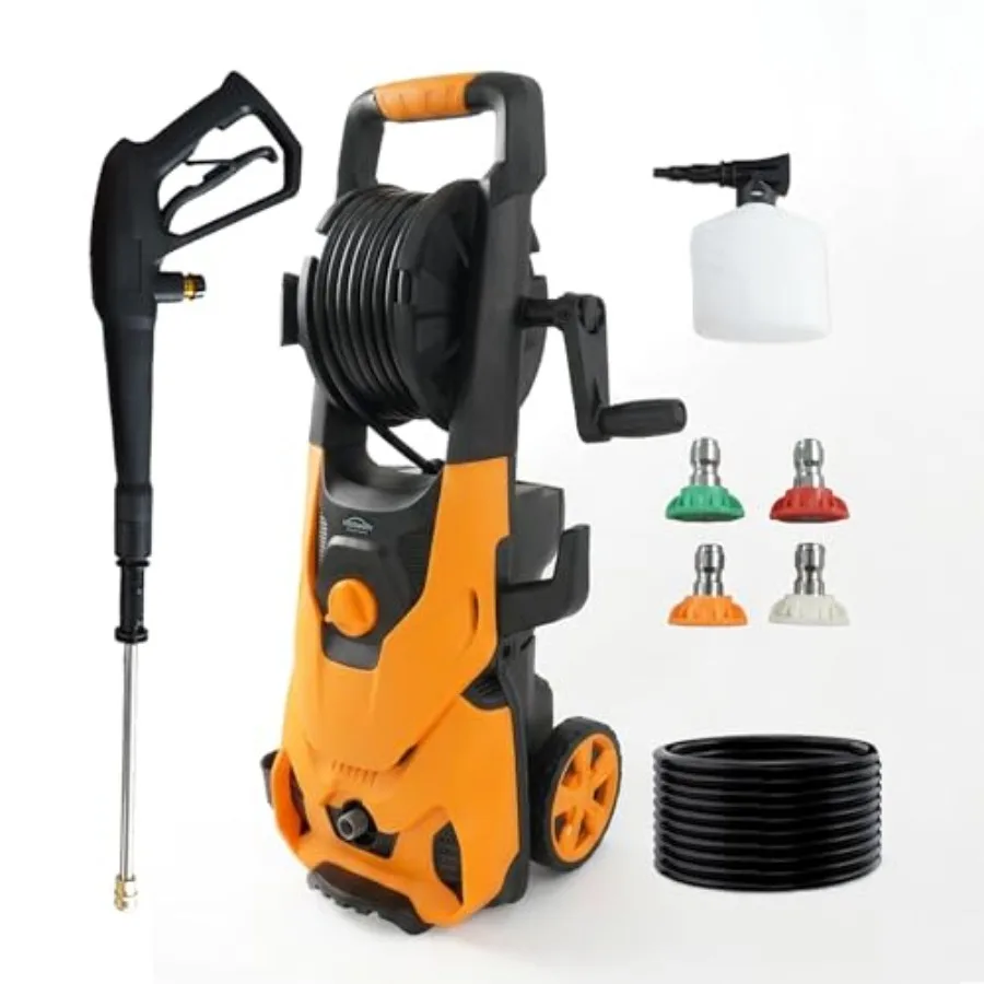 

5000Psi Outdoor Power Washer with 5Nozzles Set and Foam Cannon 32ft Hose Adjustable Handle for Driveways Cars Fences Decks Pati