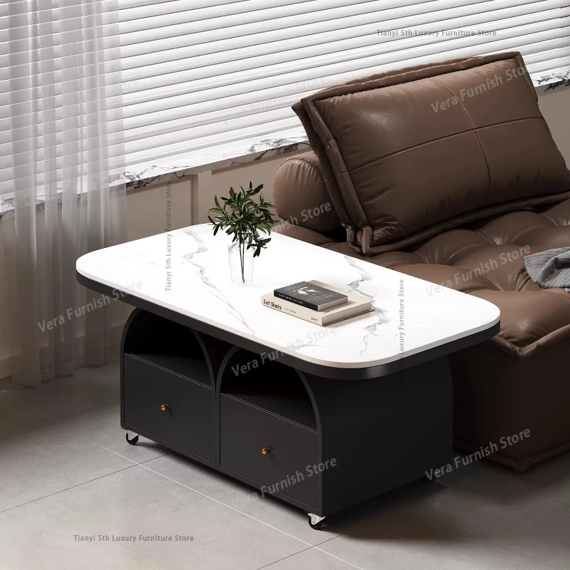 

Nordic Cream Style Rock And Wood Coffee Tables Modern Living Room Advanced Sofa Side Cabinet Home Furniture Mueble Salon FYCT