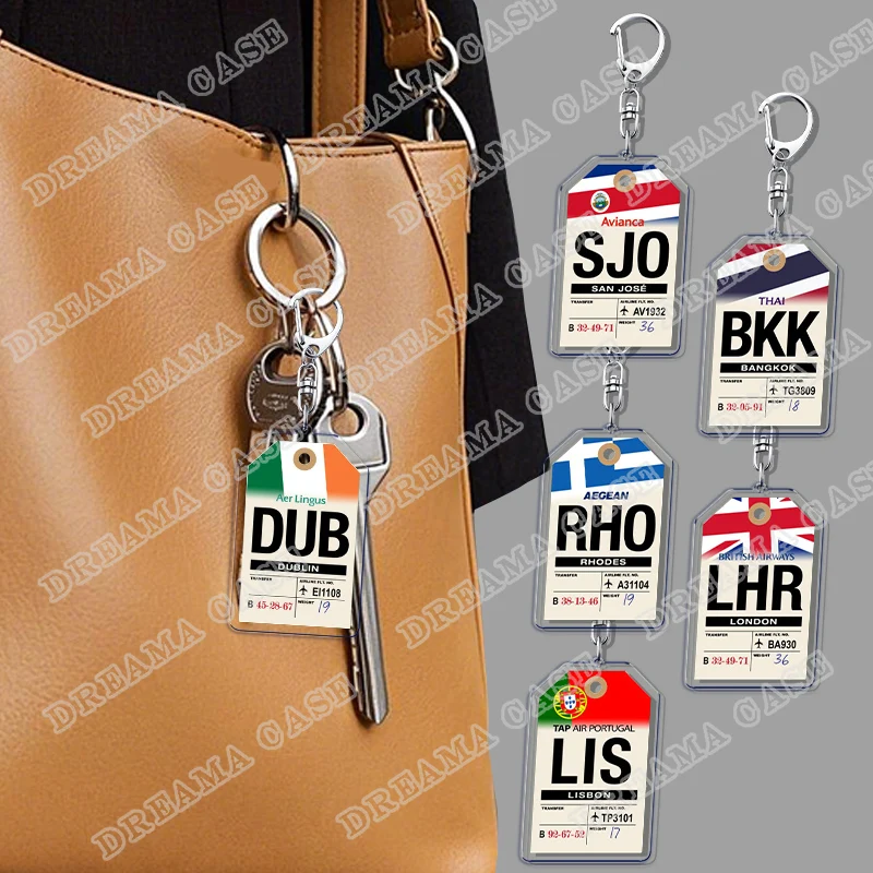 Plane Ticket Miami Keyrings for Accessories Bag Key Chain Ring Jewelry Fans Gifts Travel Country Label Keychain Llaveros