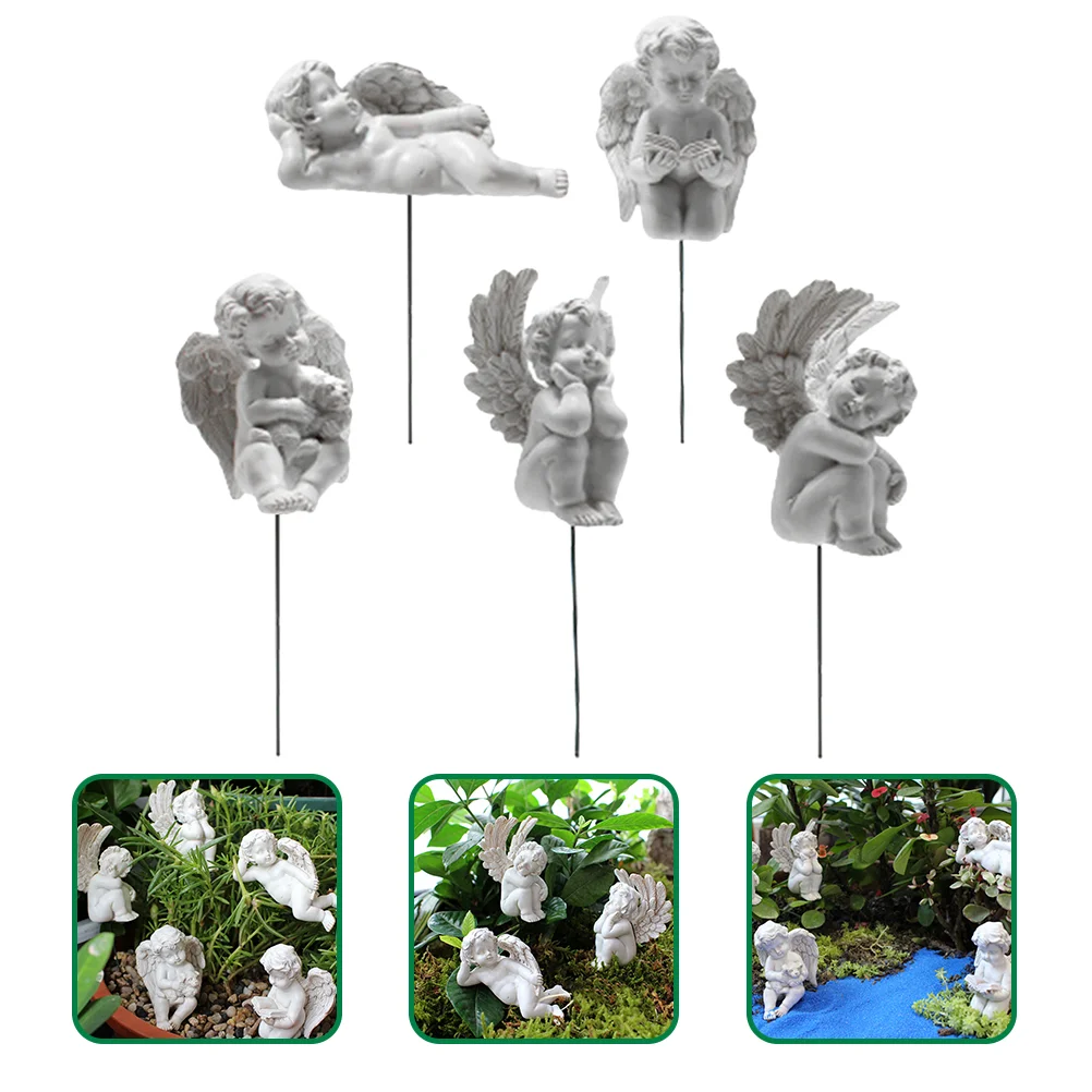 

5 Pcs Cute Angel Model Figurines and Statues Sculpture Angels For Home Decoration Resin Garden Gnomes