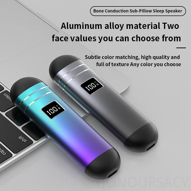 

HIFI стерео алюминиевый беспроводной Bluetooth 5,3 динамик костной проводимости спальный аппарат с таймером светодиодный экран TF плеер для взрослых и детей