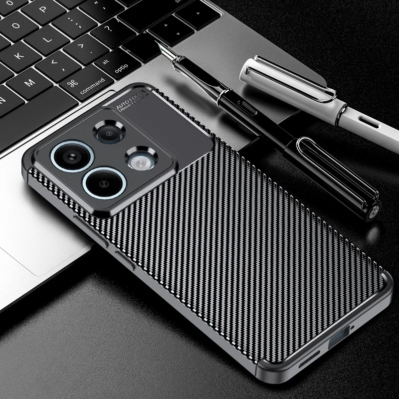 Carbon Fiber Matte TPU Cover for Xiaomi Poco X6 M6 F6 Pro 5G Poko Little Pocco F6 X6 M6 4G Camera Lens Protector Case