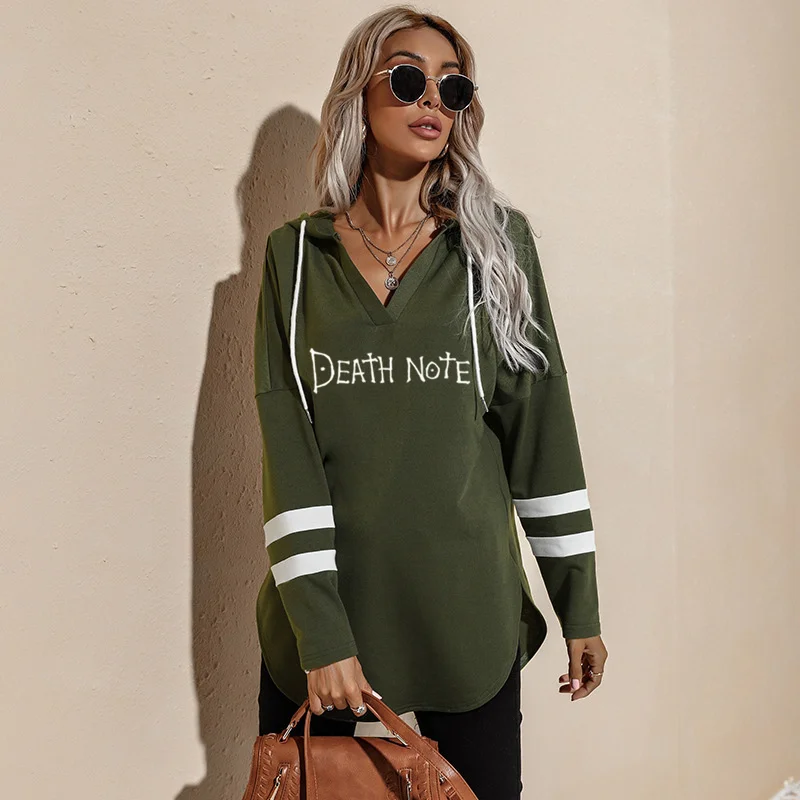 Women's Death Note Hoodies Oversized Sweatshirt Long Sleeve Loose Casual Aesthetic Gothic Harajuku Print Streetwear Women Clothi