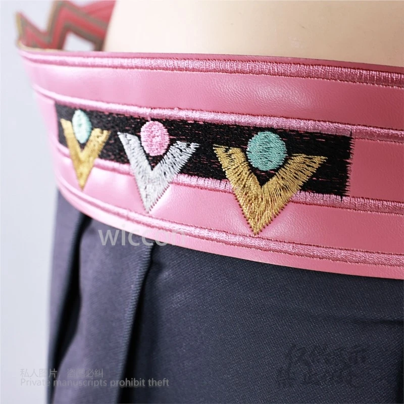 أنيمي لعبة جينشين تأثير فانيسا أنيمي زي الوردي شعر مستعار فستان ذيل موحد حفلة الهالوين للإناث الفتيات أنيمي مخصص