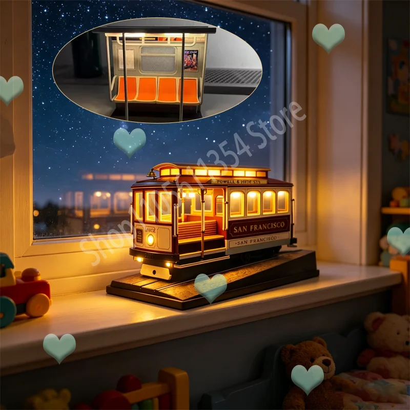 Subway Train Light, Cable Car Desk Lamp Retro LED Car Model Nightlight for Bedside Dorm Apartment