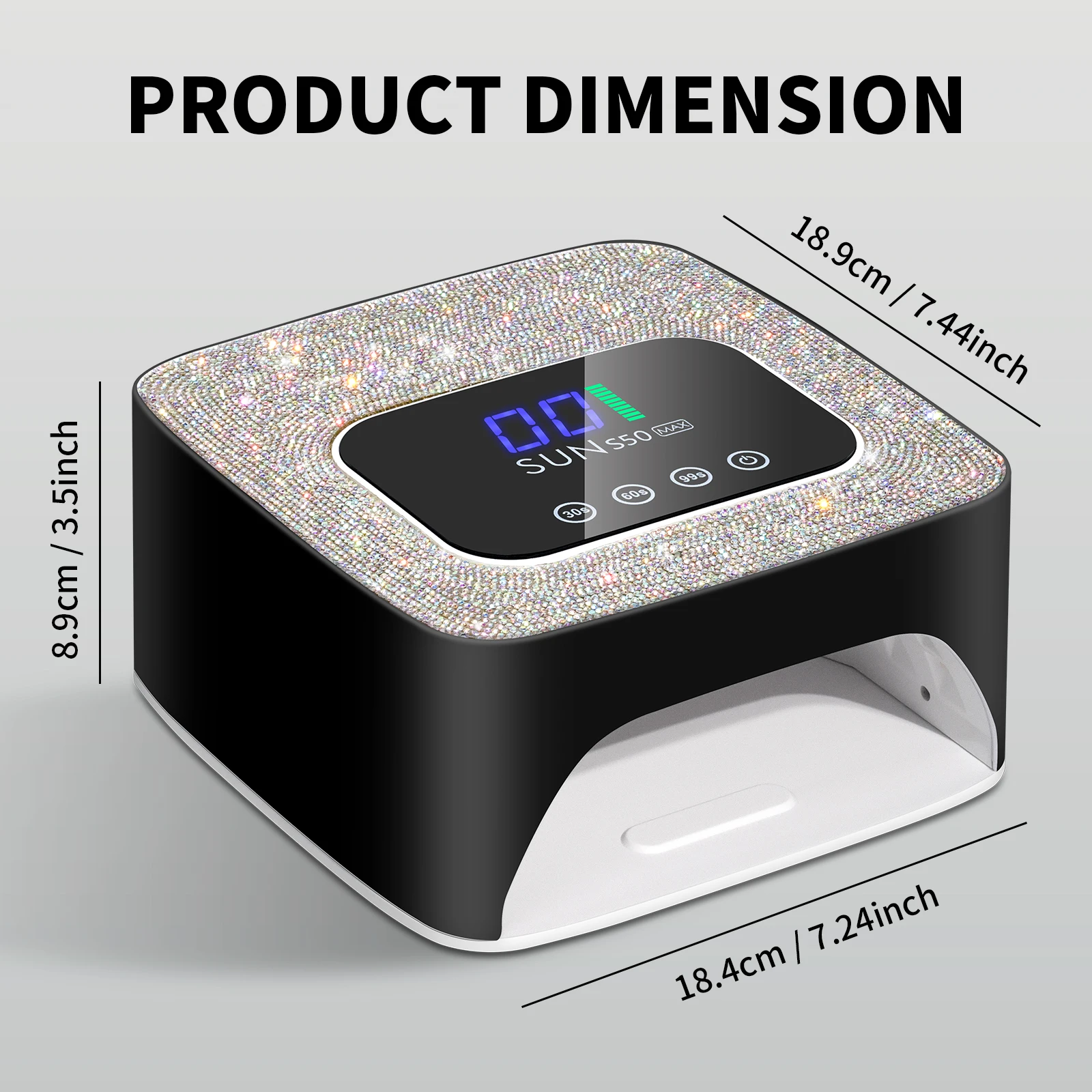 SUN S50 UV LED مجفف الأظافر قابلة للشحن 57 LED حبيبات مصباح مستديرة متفاوتة الأحجام مسمار مصباح المهنية علاج جميع هلام طلاء الأظافر علاج أدوات المصباح