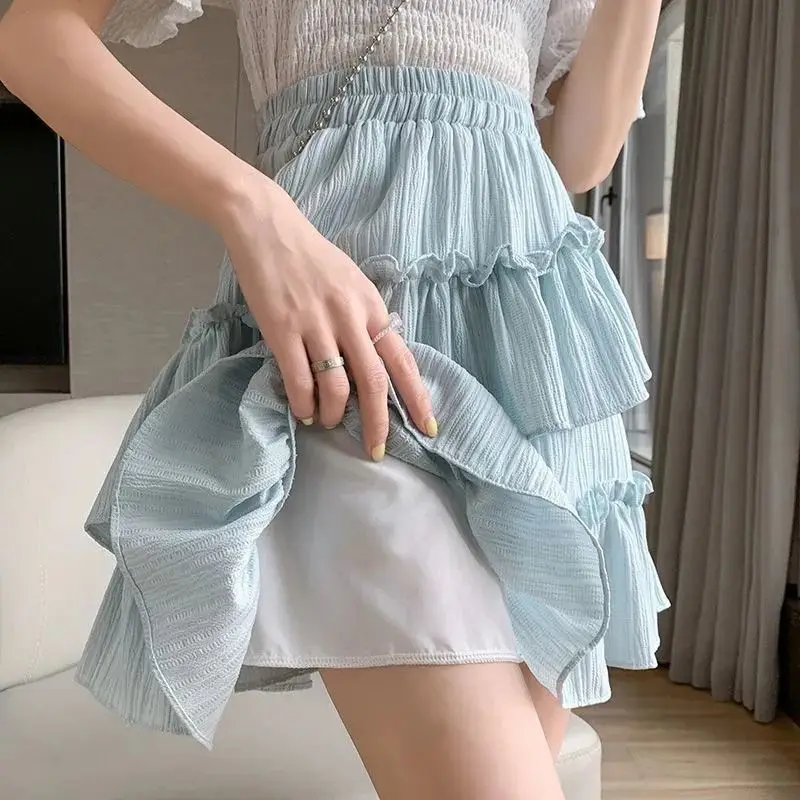 Hot Summer High Waist Cake Skirt for Women Fashion Slim Fit and Slimming Short Skirt Temperament Elegant Asymmetrical Mini Skirt