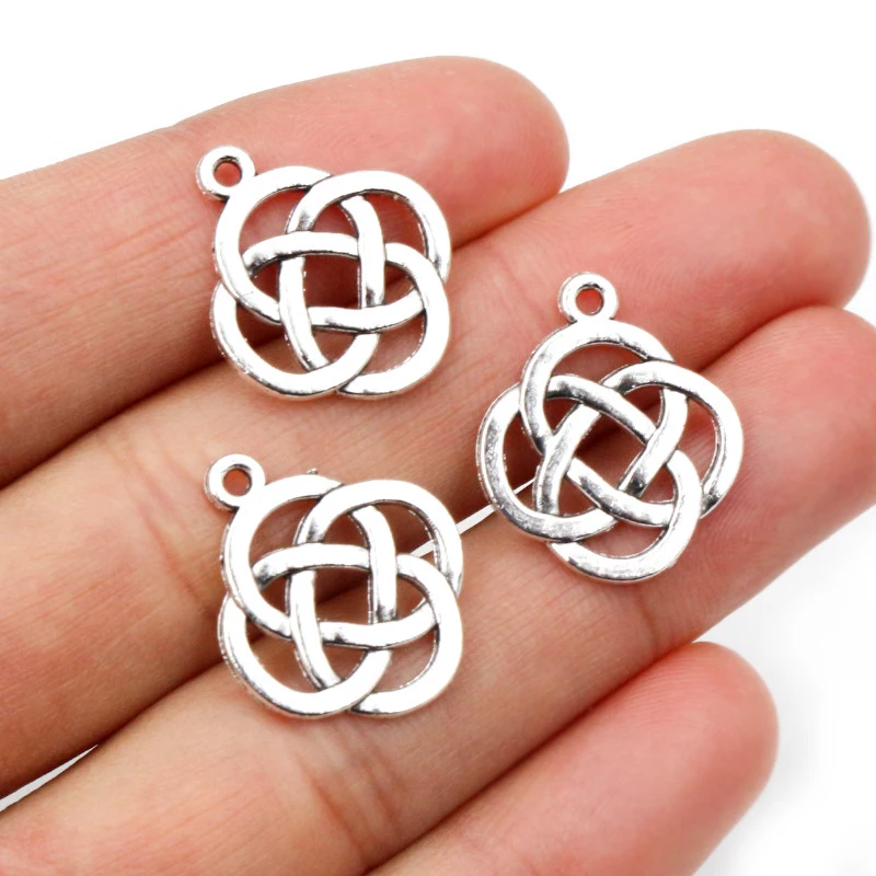 20x17mm 20pcs Antique Silver Plated Chinese Knot Handmade Charms Pendant:DIY for bracelet necklace