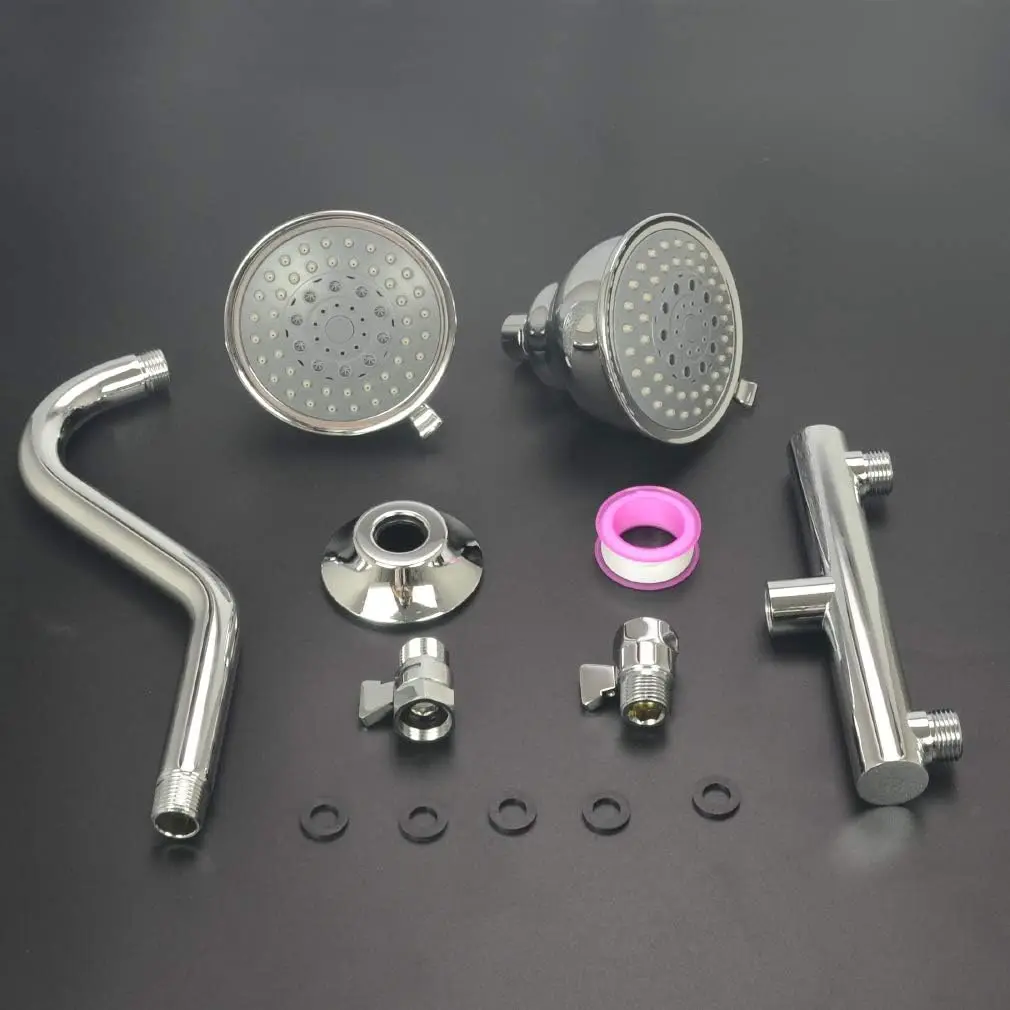 Imagem -06 - Cabeça de Chuveiro Dupla com Manifold Shut-off Válvula Braço de Chuveiro Dual Shower Heads Combo Grupo Chuveiro Pulverizadores Funções Qualidade Superior
