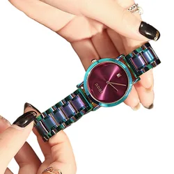 2018 GUOU Watch Women Fashion Colorful Steel Ladies Clocks Luxury Exquisite Women's Gift Watches reloj mujer relogio feminino