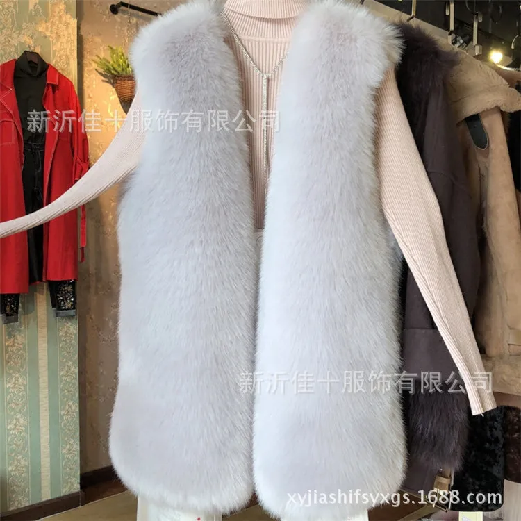 Wholesale Autumn and Winter New Imitation Fox Fur Vest Mid-length Vest Women's Waistcoat